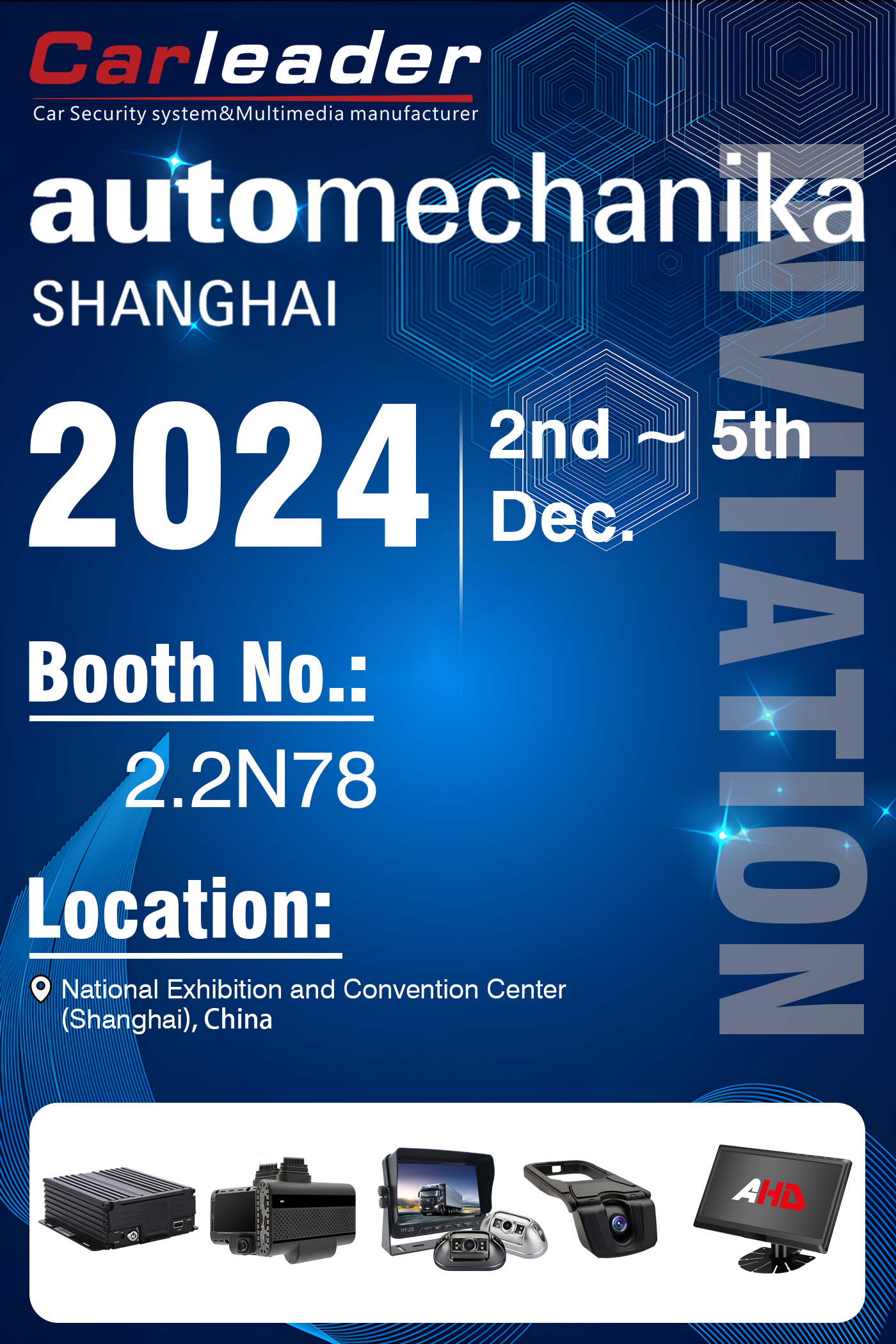 Taispeántas Automechanika Shanghai 2024 | Booth Uimh .: 2.2N78, Carleader ag fanacht le do chuairt