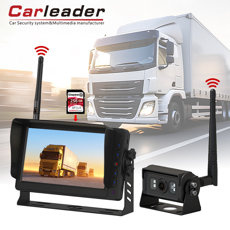 Carleader 7 Inch DVR Taifeadadh 2.4GHz Córas Monatóireachta Gan Sreang Digiteach ---- Faigh do Shábháilteacht Tiomána