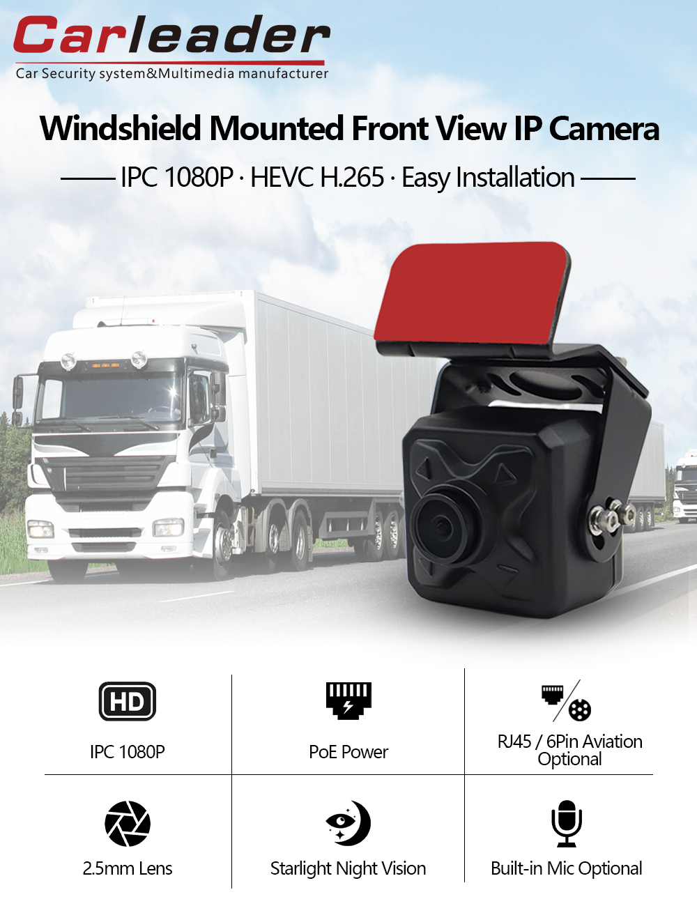 Ceamara IP Amharc Tosaigh Front Front Windshield nua