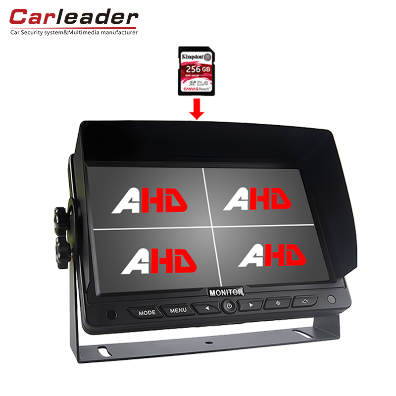 Monatóireacht a dhéanamh ar Carleader 7 Inch Truck Onboard HD Quad Split Le Feidhm Taifeadta DVR