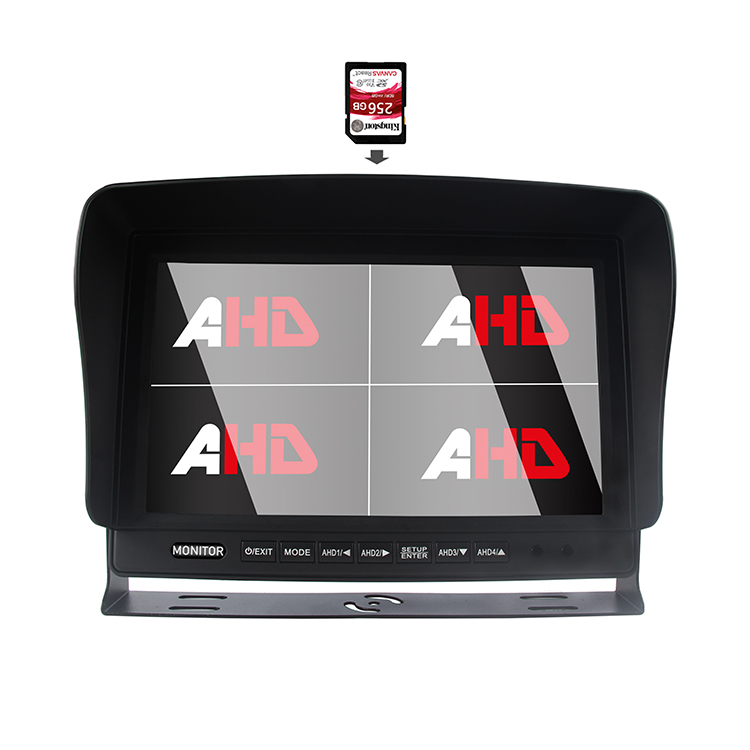 Carleader 10.1 Inch AHD Quad Split Display SD Monatóireacht Feithicle DVR