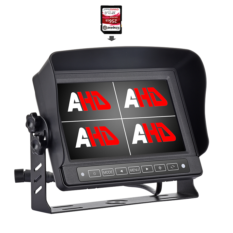 Carleader 7 Inch Uiscedhíonach Taispeántas Quad Truck Taifeadadh Físeáin Monatóireacht AHD