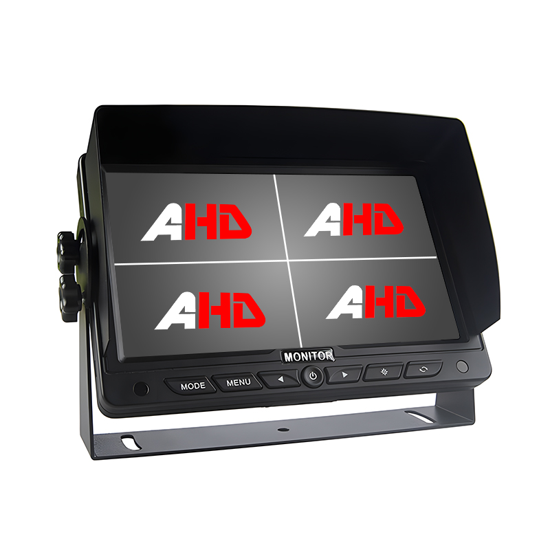 Monatóir AHD 7 Inch Car Quad le 4 Ionchur Ceamara agus Taifeadadh Cárta SD